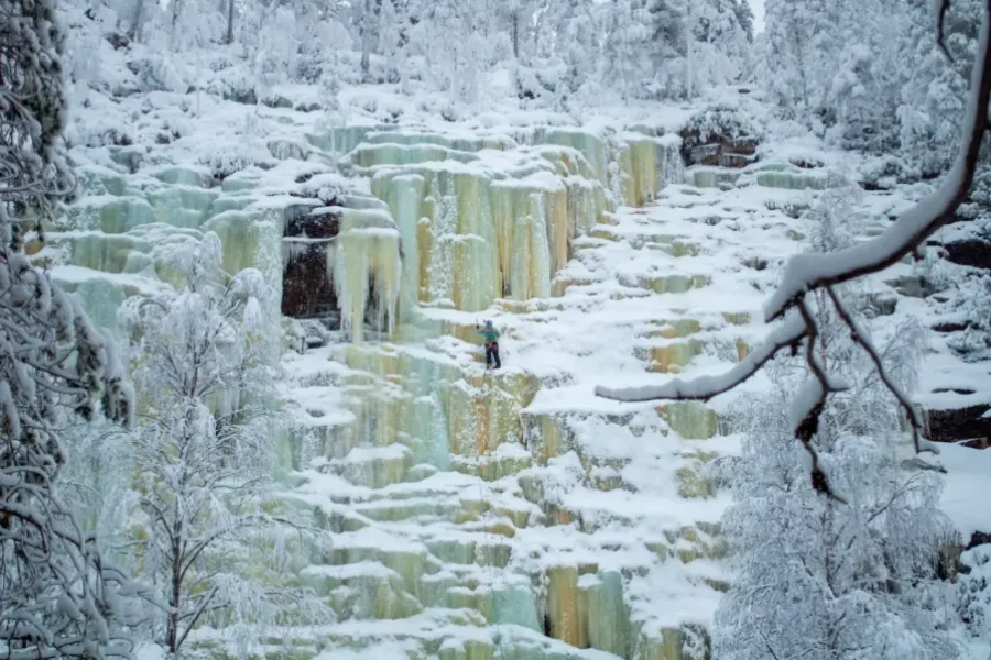 Ice climbing adventure in Lapland’s Korouoma National Park