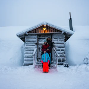 Family taking a picture in Lapland amethyst mine