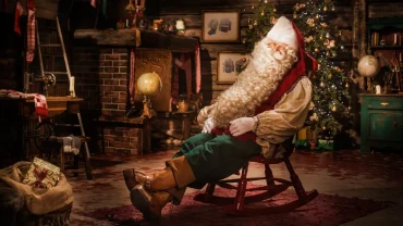 Family meeting Santa Claus at SantaPark Rovaniemi