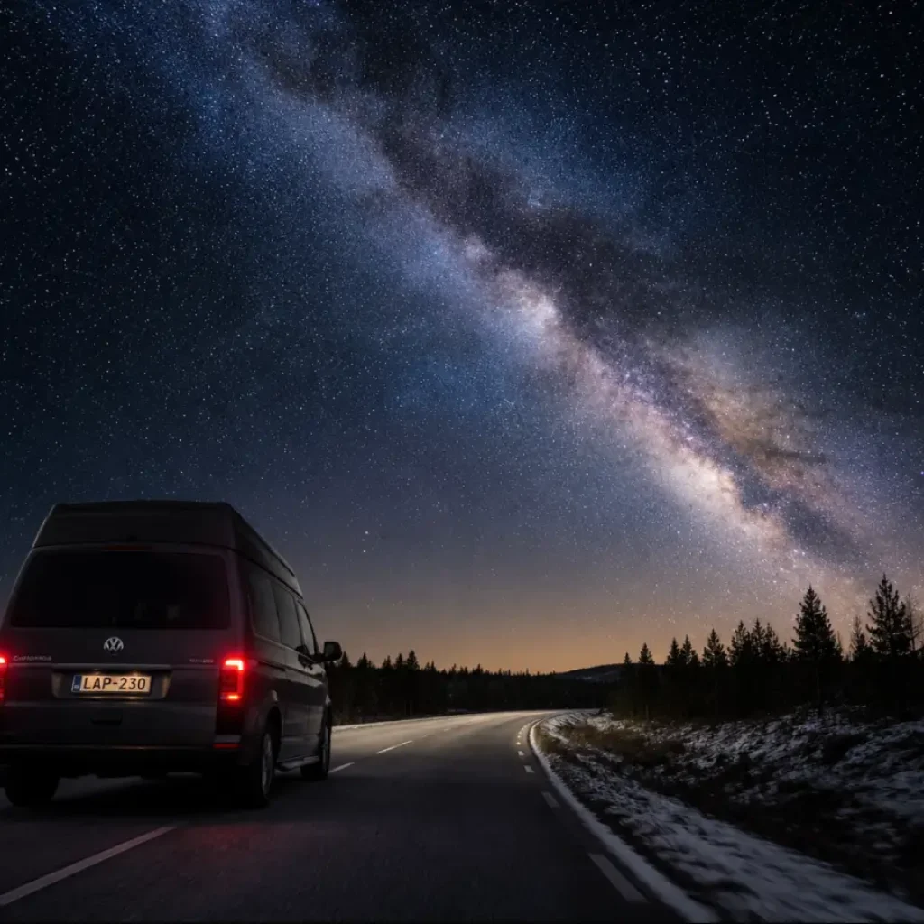 Group tour searching for northern lights in Rovaniemi